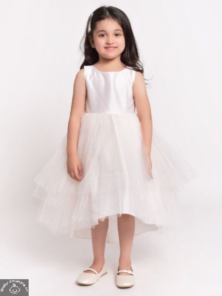 White Flared Girls Dress