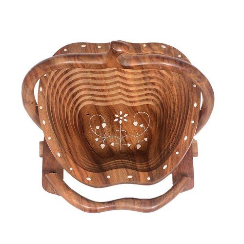 Wooden Apple Shaped Folding Basket