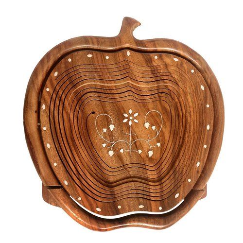 Wooden Apple Shaped Folding Basket