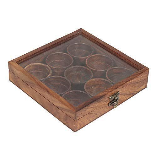 Wooden Square Spice Box