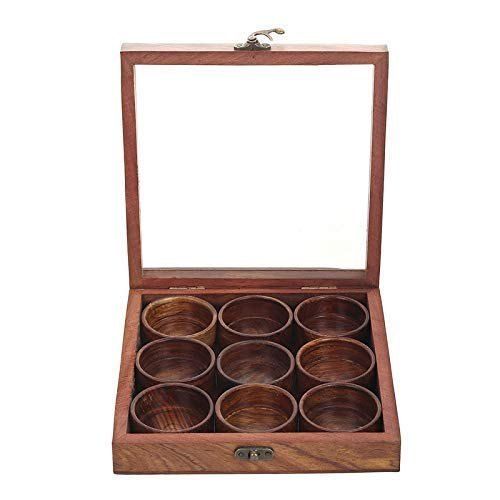 Wooden Square Spice Box