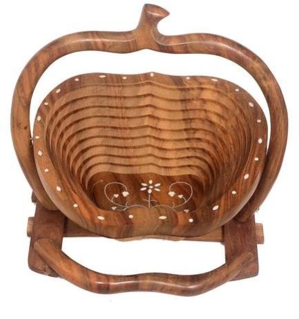 Wooden Apple Shaped Folding Basket