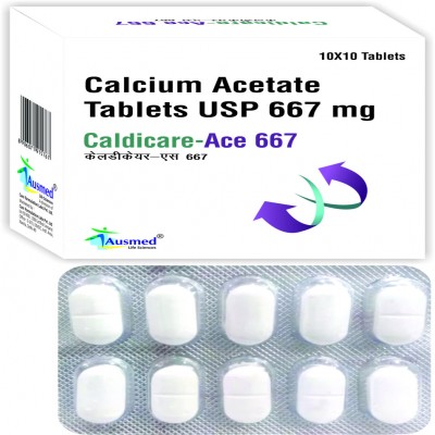 Calcium Acetate Tablets, Packaging Type : Strip