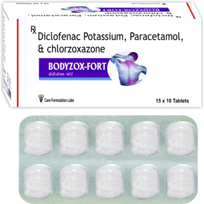Diclofenac Potassium Paracetamol and Chlorozoxazone Tablets, Packaging Type : Strip