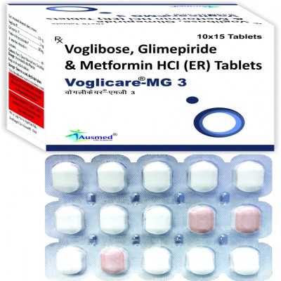 Voglibose Glimepiride and Metformin HCl Tablets, Packaging Type : Strip