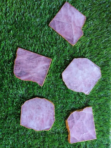 Rose Quartz Coasters, Shape : Free shape