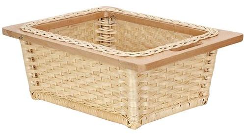 BSS INDUSTRIES Wooden Wicker Basket, Shape : Rectangular