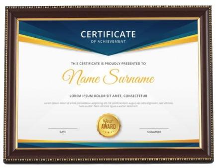 Golden Border Brown Certificate Frame