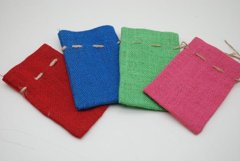 DIFFERENT COLOUR DYED JUTE POUCH BAG, for Good Quality, Attractive Pattern, NICE LOOK, Size : CUSTOMIZED
