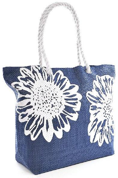 DYED AND PRINTED COTTON BEACH BAG WITH ROPE HANDLE    .