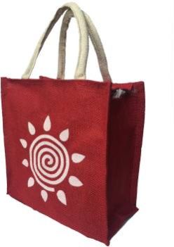 DYED AND PRINTED JUTE BAG WITH NATURAL HANDLE