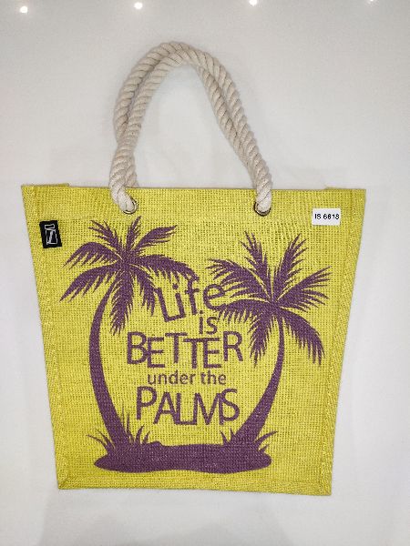 DYED AND PRINTED JUTE BEACH BAG, for Daily Use, Packaging, Shopping, Feature : Biodegradable, Durable