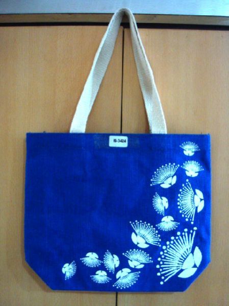 DYED JUTE BAG WITH ONE COLOUR PRINT .