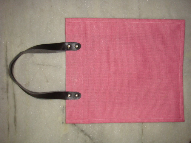 DYED JUTE MIN BAG WITH REXINE HANDLE