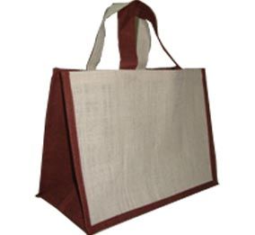 JUTE BAG WITH DYED GUSSET AND HANDLE .