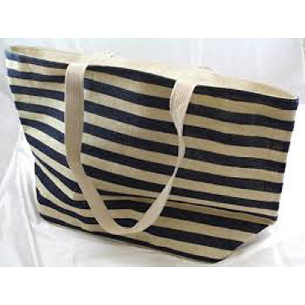 JUTE BEACH BAG WITH BLACK COLOUR PRINT