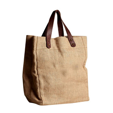 JUTE FELT BAG WITH REXINE HANDLE, for Daily Use, Shopping, OFFICE, COLLEGE, Size : Multisizes