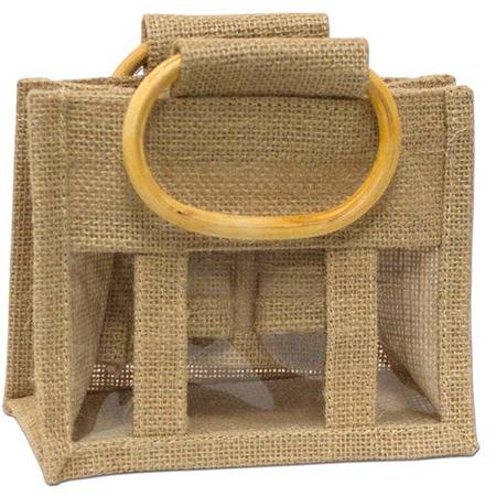 JUTE JAR BAG WITH PVC WINDOW, Size : Multisizes