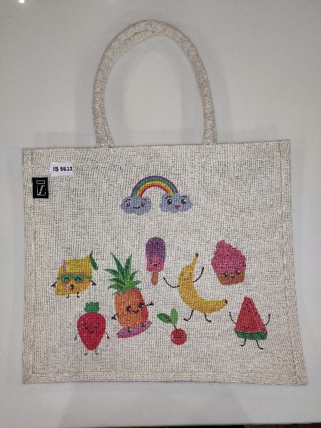 MULTICOLOUR PRINTED JUTE SHOPPING BAG, for Daily Use, OFFICE, COLLEGE, Feature : Biodegradable, Durable