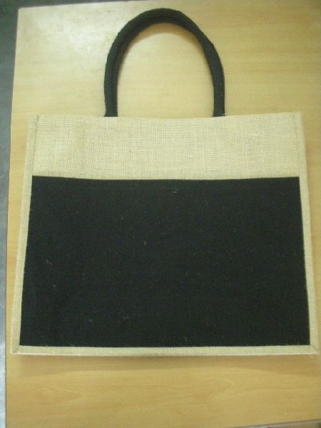 NATURAL JUTE BAG WITH DYED COTTON POCKET