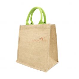 NATURAL JUTE SHOPPING BAG WITH DYED HANDLE