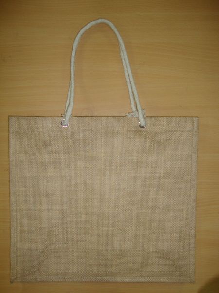 NATURAL UNPRINTED JUTE BAG WITH ROPE HANDLE