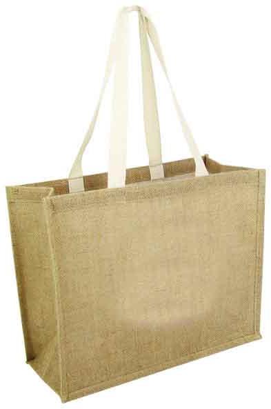 NATURAL UNPRINTED JUTE BAG WITH TAPE HANDLE
