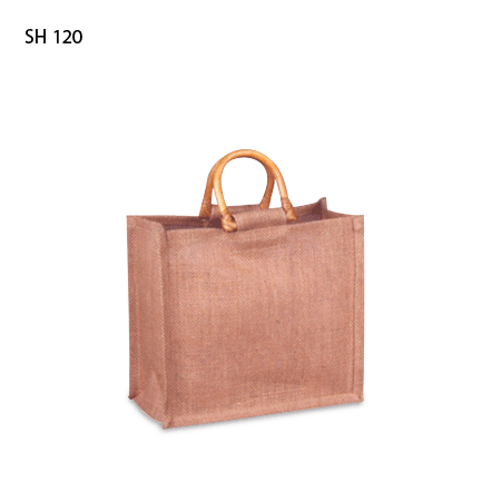 ONE COLOUR DYED JUTE BAG WITH CANE HANDLE