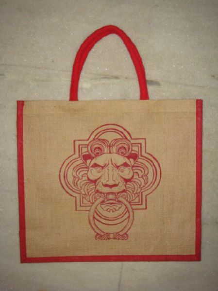 PRINTED JUTE BAG WITH DYED GUSSET AND HANDLE