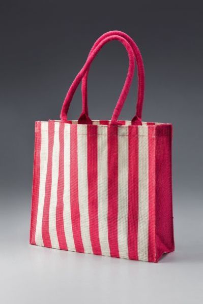 PRINTED JUTE BAG WITH DYED GUSSET AND HANDLE  .