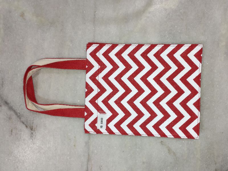 RED AND WHITE PRINTED COTTON BAG, for College, Office, School, Size : Multisizes