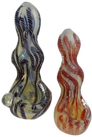 Printed Hand Glass Smoking Pipes, Size : Standard