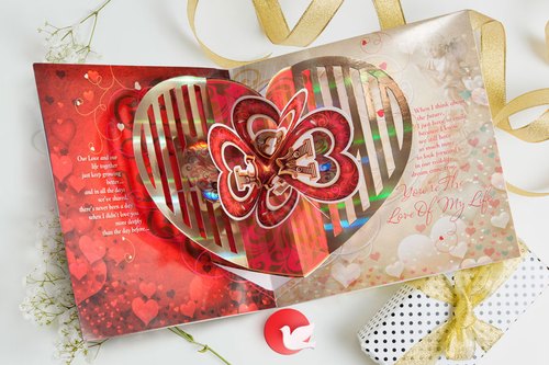 Valentine Day Pop Up Greeting Card, Packaging Type : Paper Envelope