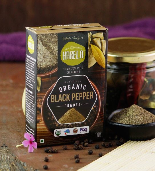 Certified Organic Black Pepper Powder, for Cooking, Style : Dried