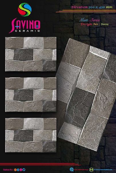 Rectangular Design No. 6003 Digital Wall Tiles, for Exterior, Elevation, Size : 300x450mm