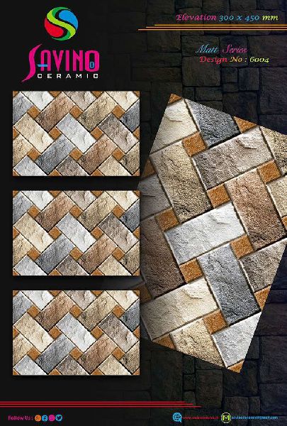 Rectangular Design No. 6004 Digital Wall Tiles, for Exterior, Bathroom, Packaging Type : Carton Box