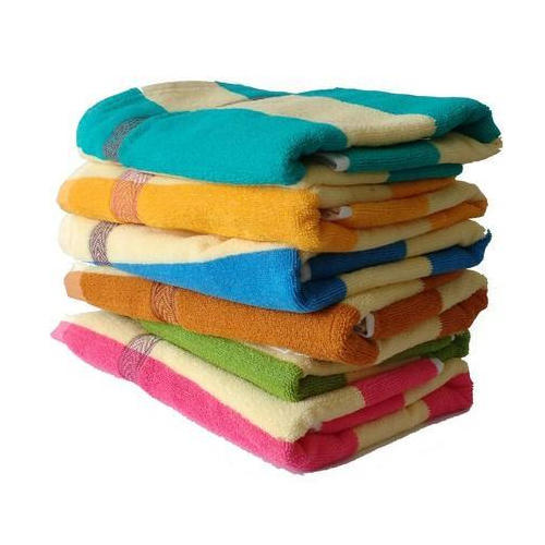 Plain Cotton Colour Striped Bath Towels, Shape : Rectangle
