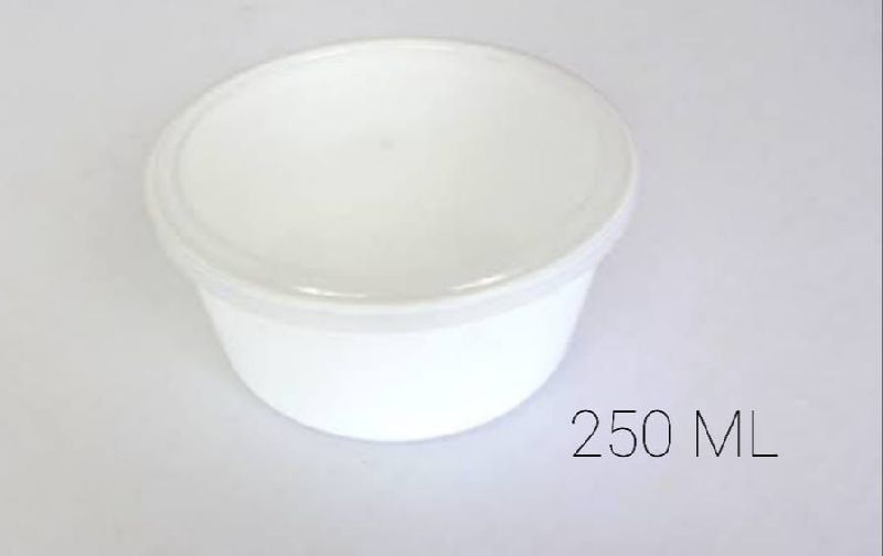Round 250 ml Plastic Container, Color : White