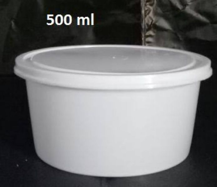Round 500 ml Plastic Container, Color : White
