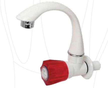 Non Polished Plastic Red Sink Cock Tap, for Bathroom, Kitchen