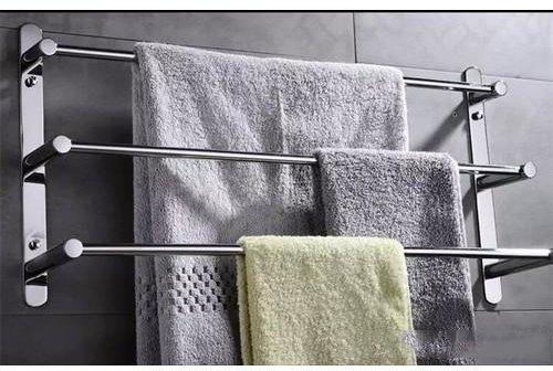 Aqua Polished Stainless Steel Bathroom Towel Rack, Color : Silver