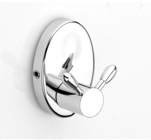 Chrome Finish Double Robe Hook, for Bathroom Fittings, Color : Silver