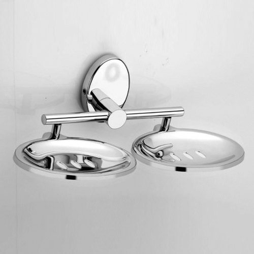 Aqua SS304 Stainless Steel Round Double Soap Dish, Installation Type : Wall Mounted