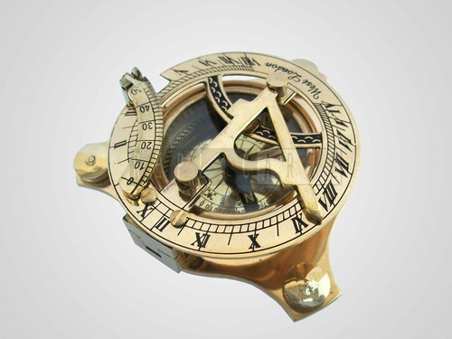 Round Coated Brass Nautical Sundial Compass, for Direction Tracking, Feature : FIne Finished