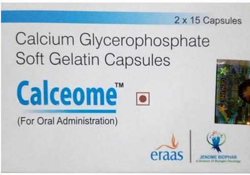 Calcium Glycerophosphate, Packaging Size : 30 capsules/box
