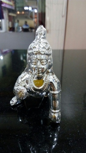 Polished Silver Laddu Gopal Statue, for Garden, Home, Office, Style : Antique