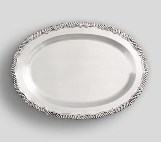Polished Silver Oval Tray, for Food Serving, Size : Multisize
