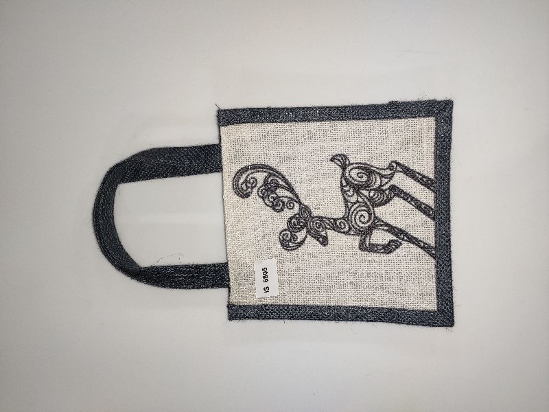 jute bag with black handle