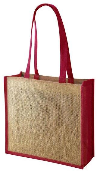 JUTE NATURAL BAG WITH DYED GUSSET AND HANDLE