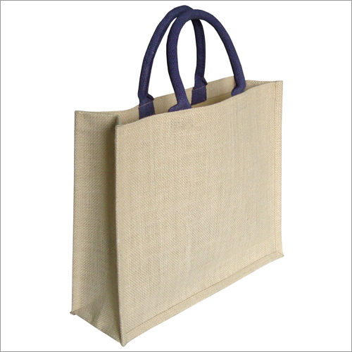 UNPRINTED NATURAL JUTE BAG WIT DYED HANDLE